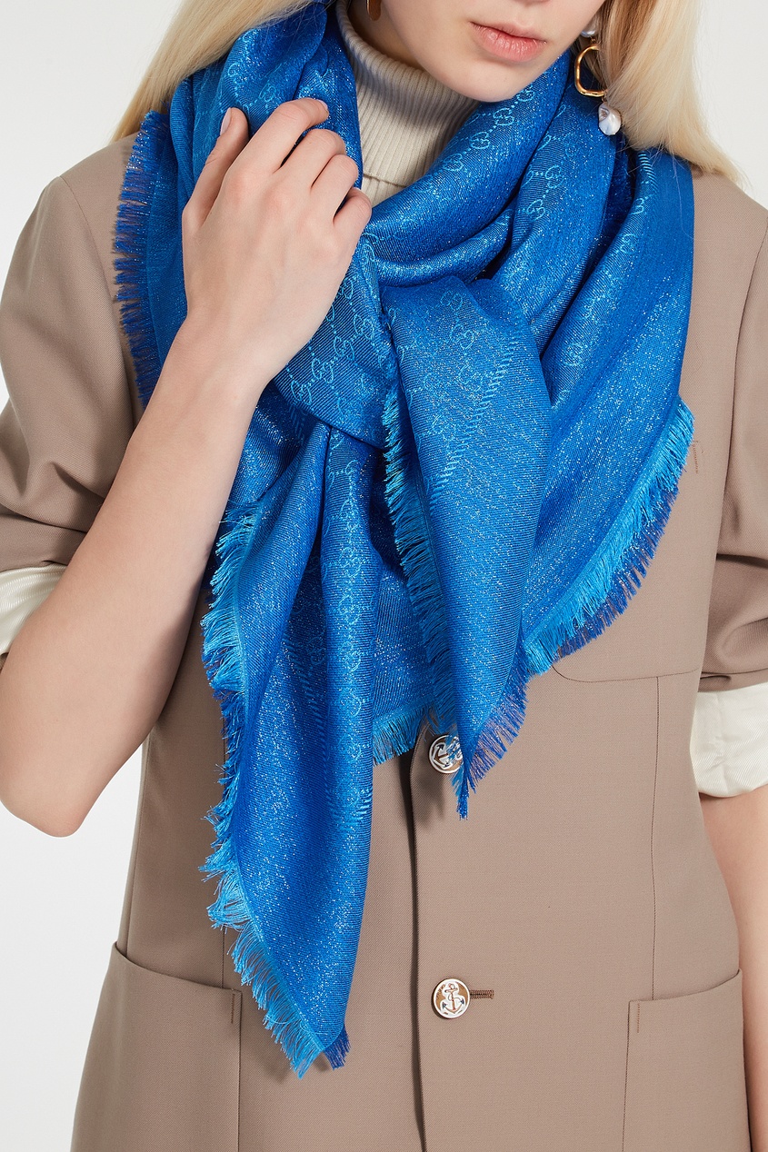 фото Синий платок с монограммами Gucci