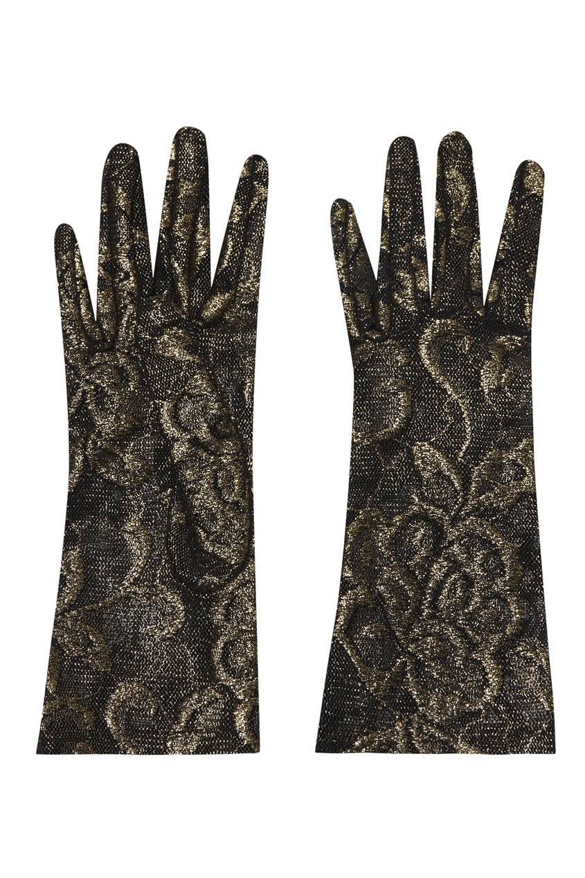 фото Золотисто-черные тюлевые перчатки Gucci