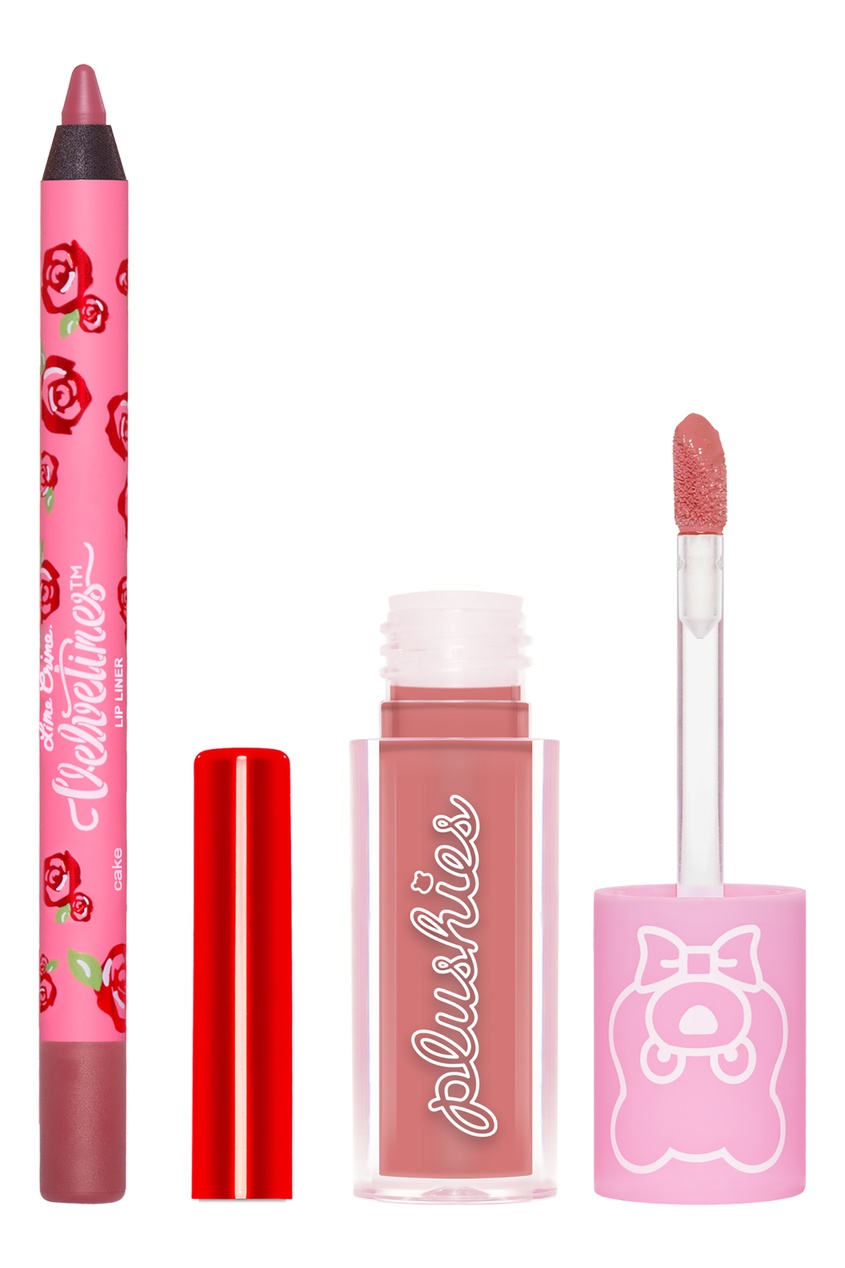 фото Набор суперлёгких матовых помад и карандашей для губ mini plushies & liner pink, 1х0,8мл, 1х1,5мл lime crime