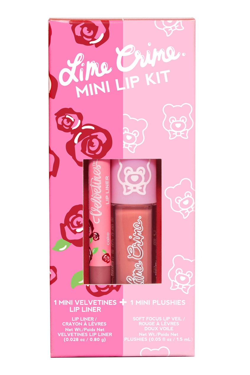 фото Набор суперлёгких матовых помад и карандашей для губ mini plushies & liner pink, 1х0,8мл, 1х1,5мл lime crime