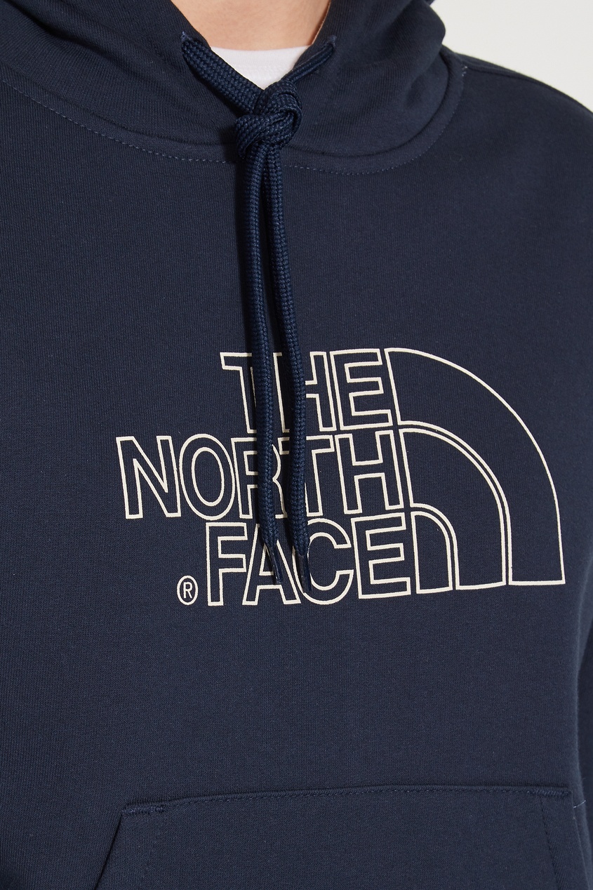 фото Темно-синее худи с контрастной подкладкой The north face