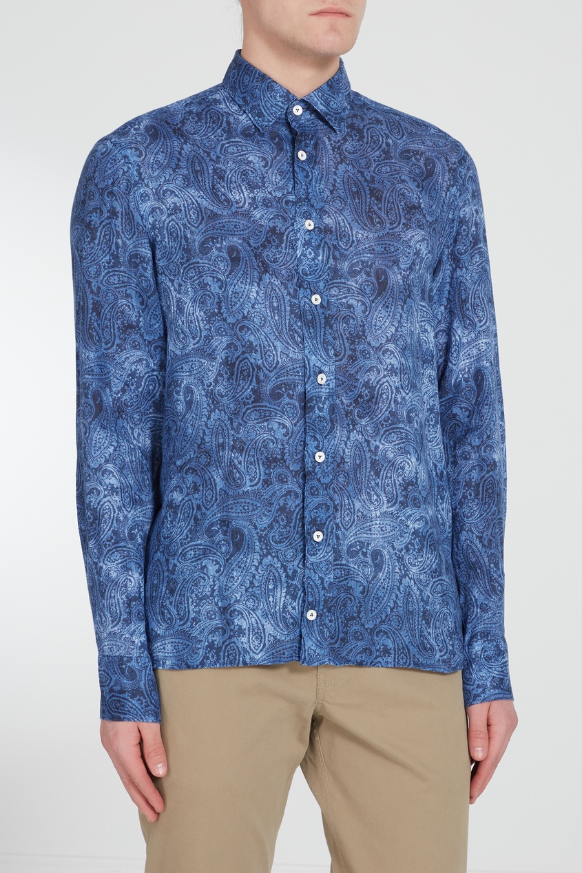 фото Синяя рубашка с узором пейсли van laack