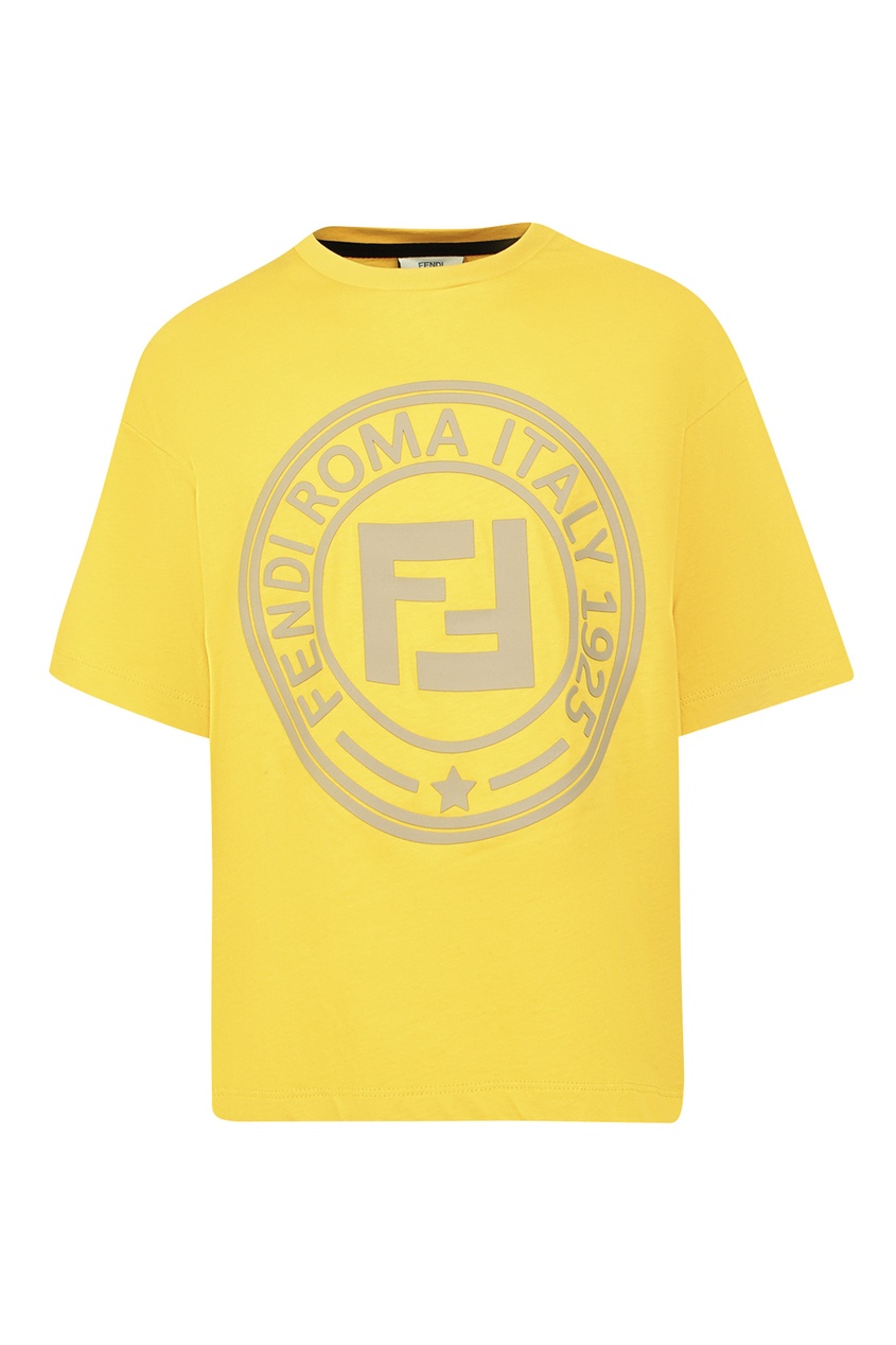 фото Желтая футболка с эмблемой fendi
