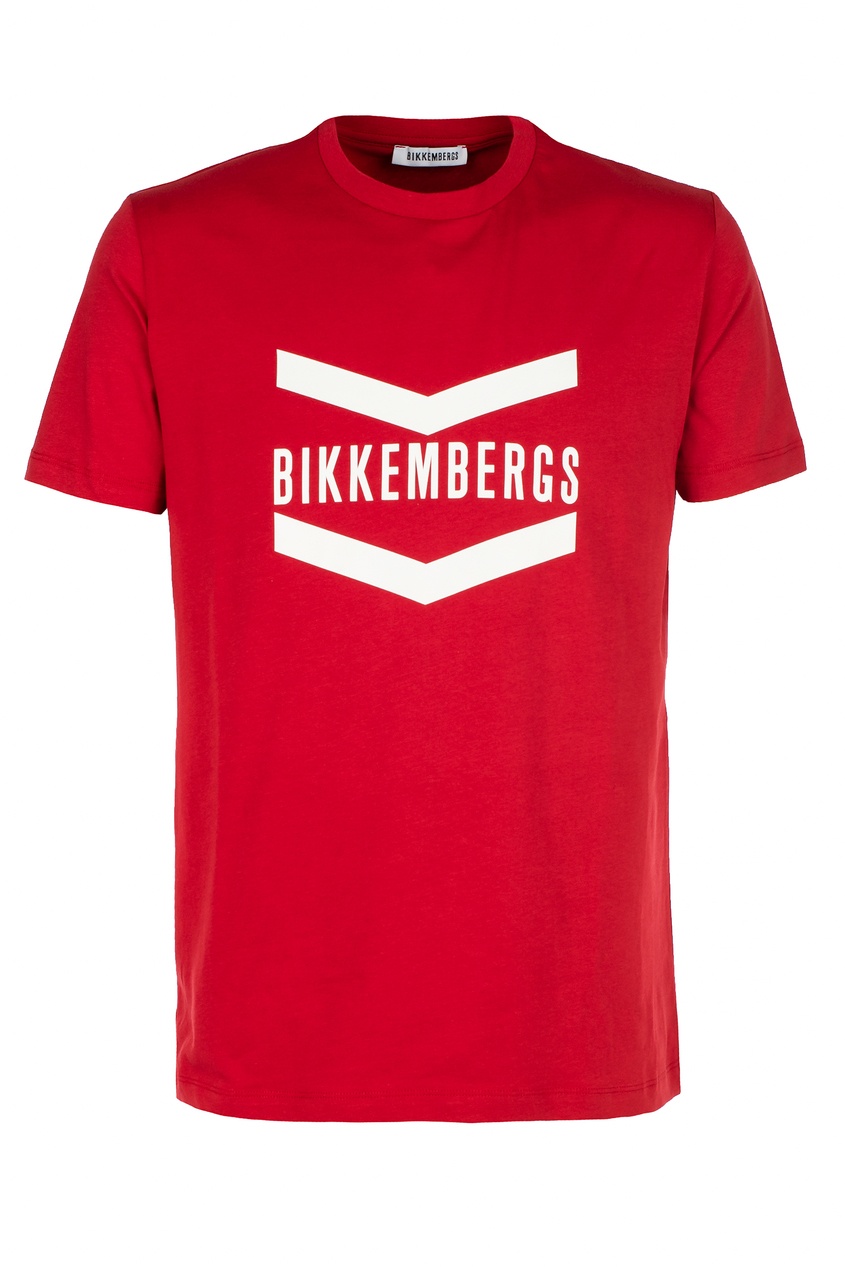 Красная футболка с принтом от Dirk Bikkembergs