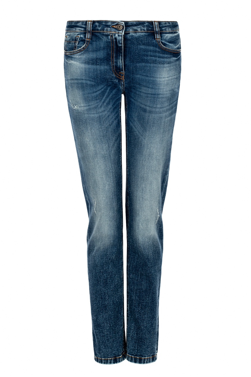фото Голубые джинсы с эффектом потертости dirk bikkembergs