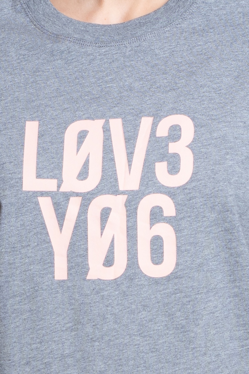 фото Серая меланжевая футболка "love you" red valentino