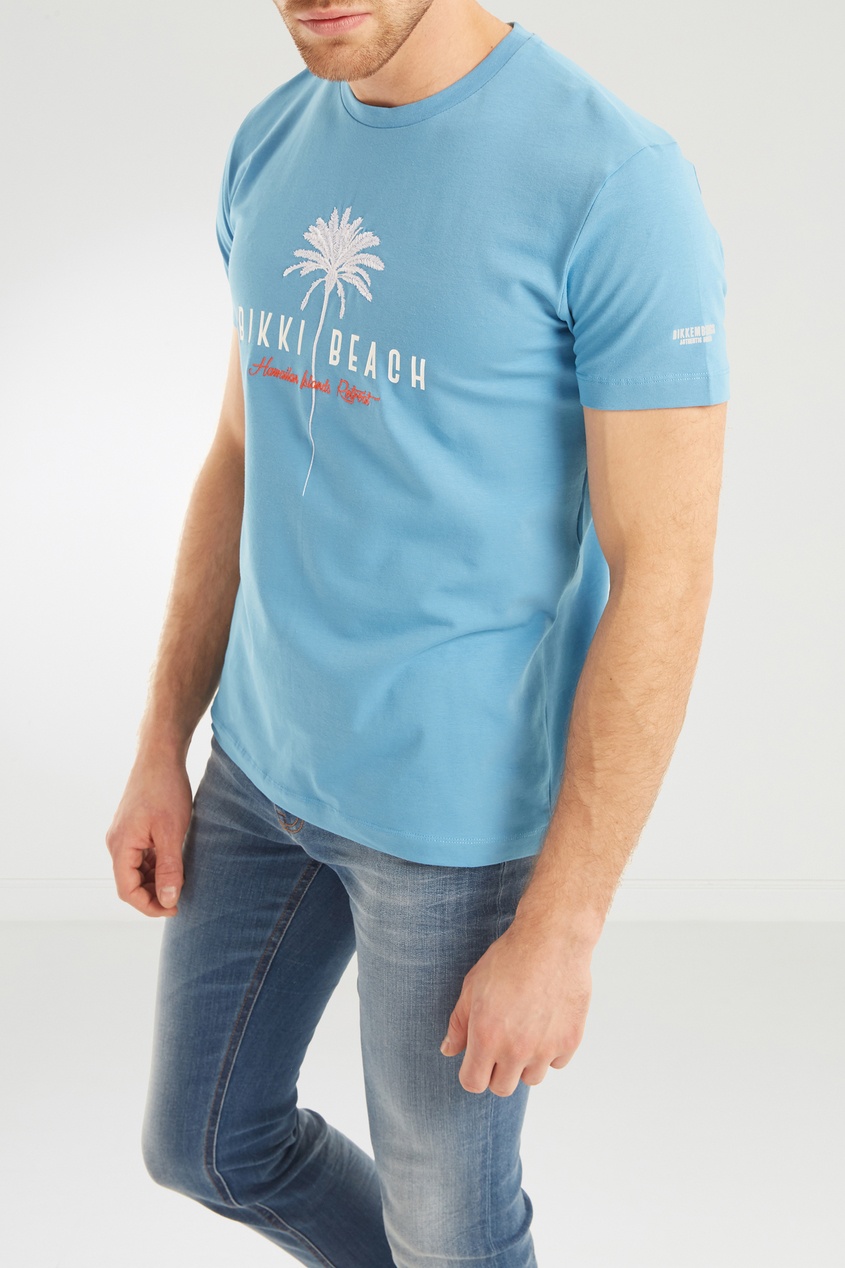фото Голубая футболка с принтом Dirk bikkembergs