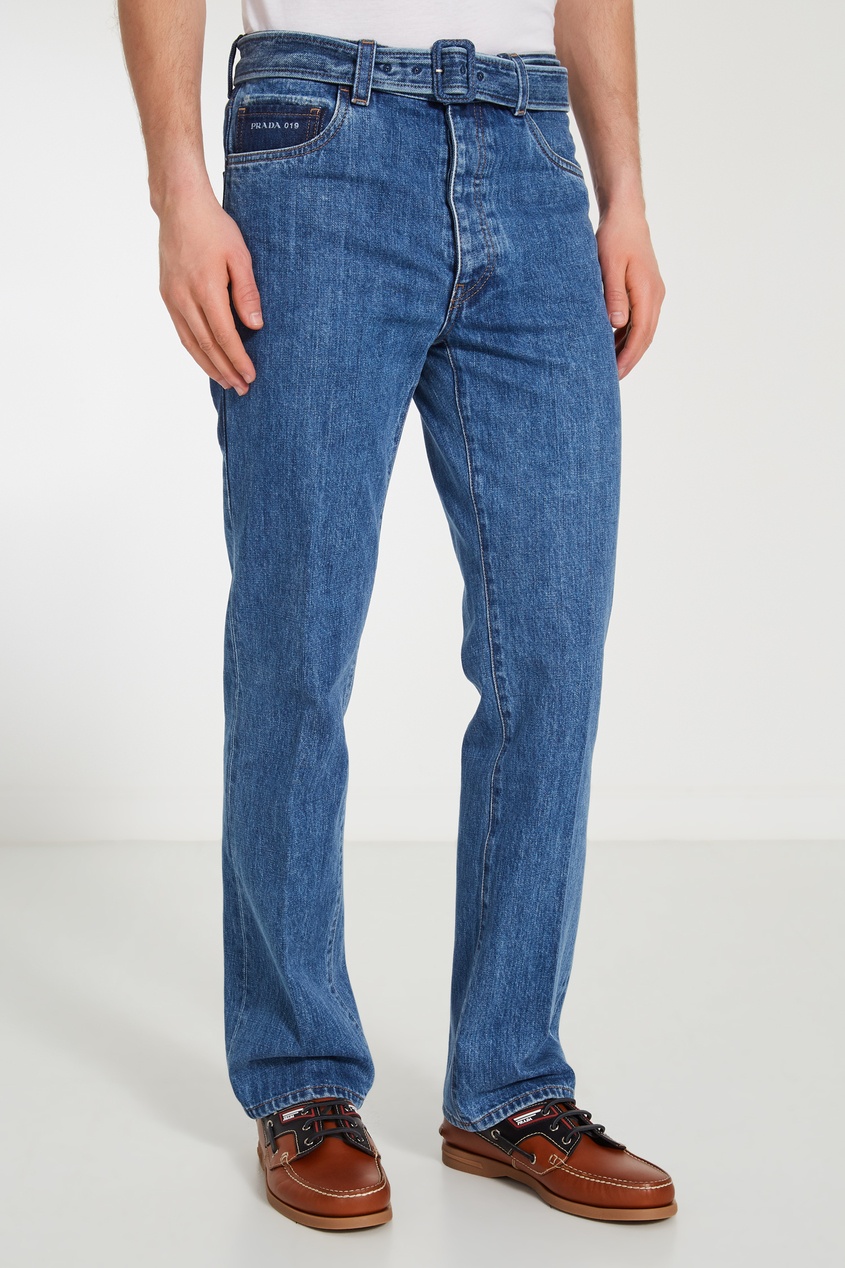 фото Голубые джинсы с синими нашивками Prada