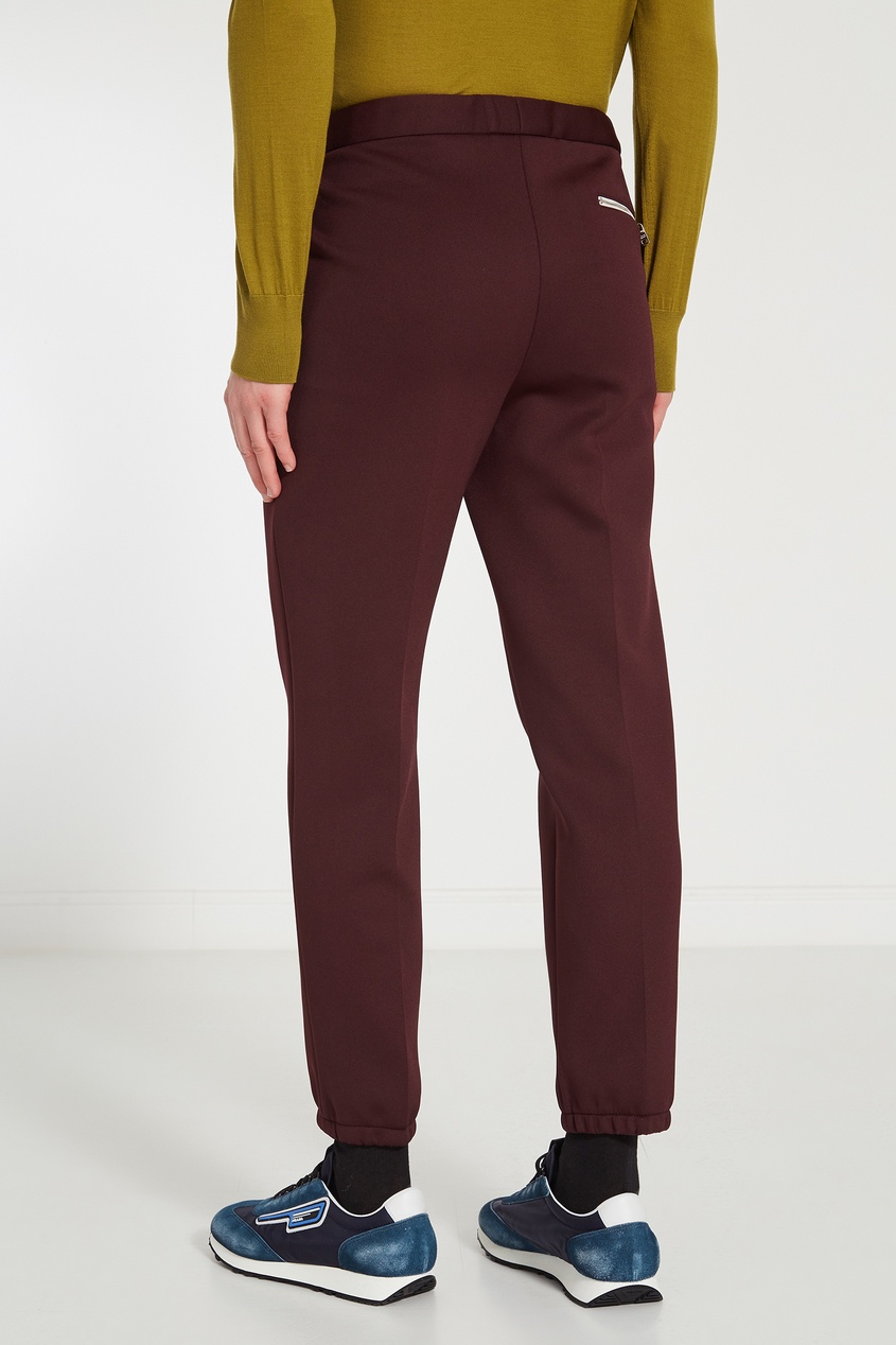 фото Бордовые трикотажные брюки с логотипом Prada