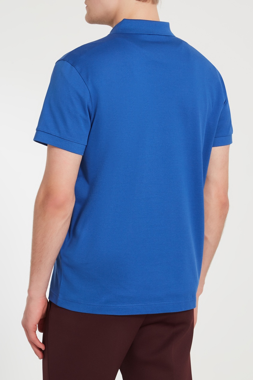 фото Синяя футболка-поло с нашивками prada