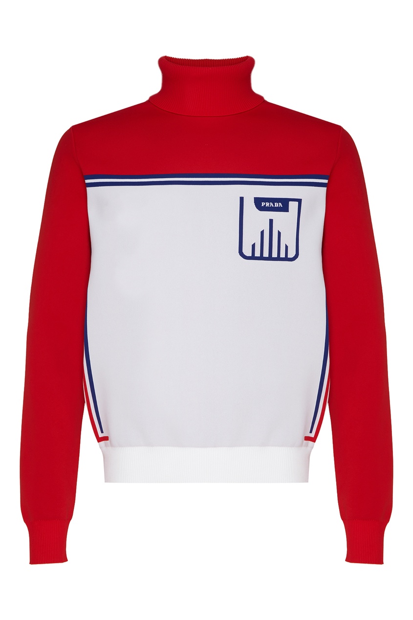 фото Красно-сине-белый свитер с логотипом Prada