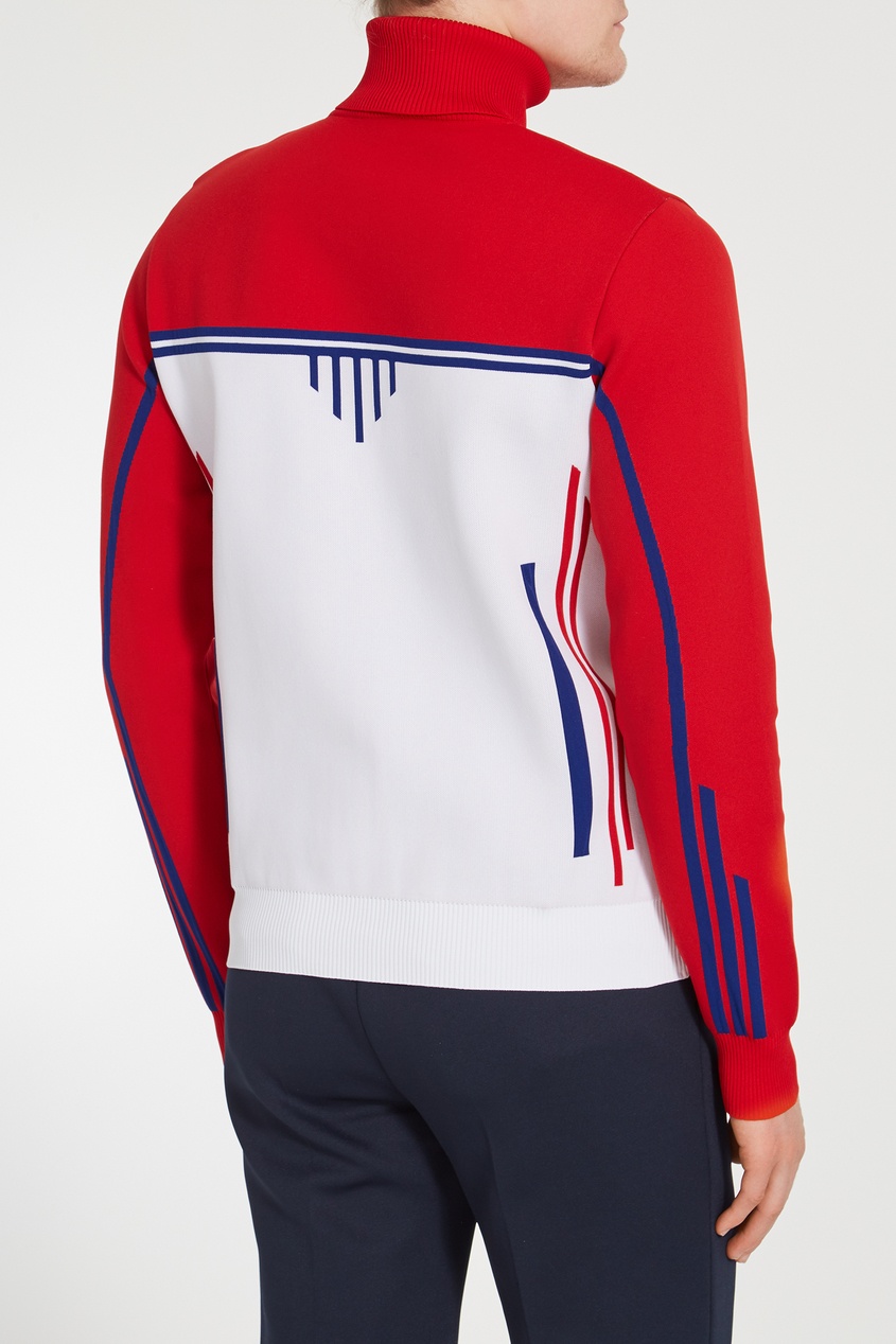 фото Красно-сине-белый свитер с логотипом prada