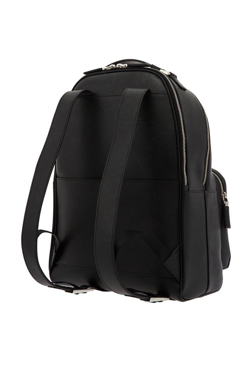 фото Кожаный рюкзак с треугольным логотипом Prada