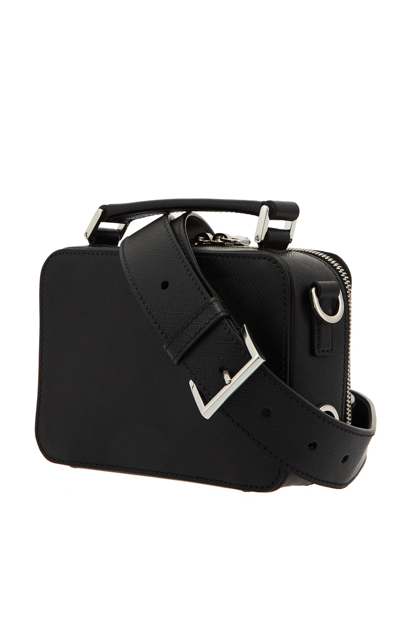 фото Компактная сумка из черной сафьяновой кожи Prada