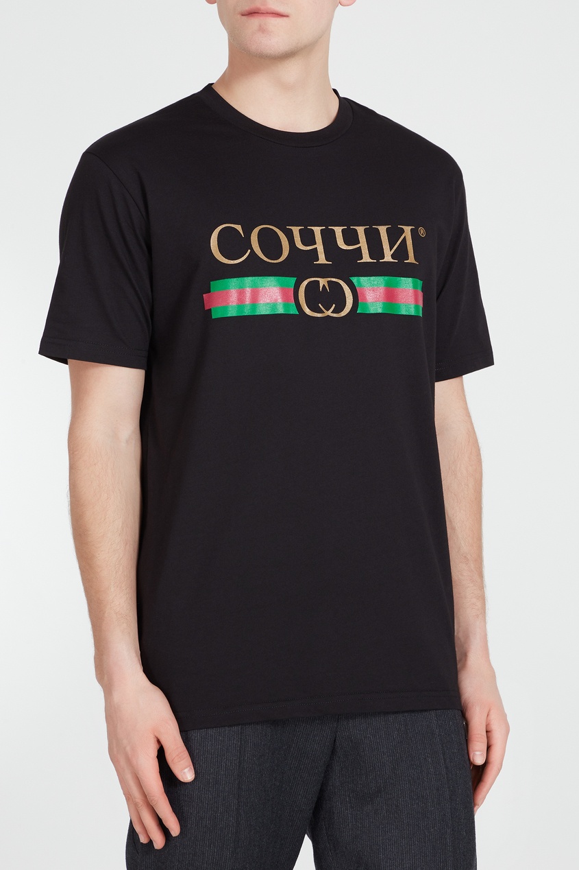 фото Черная хлопковая футболка с принтом artem krivda