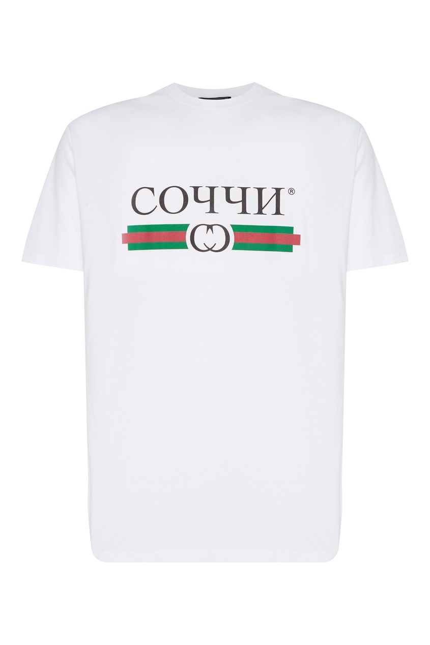фото Белая футболка с контрастной надписью artem krivda