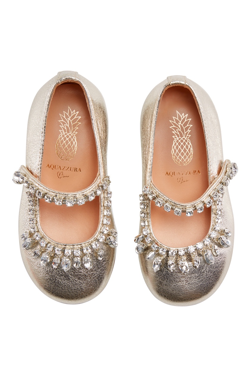 фото Детские золотистые балетки shine aquazzura kids