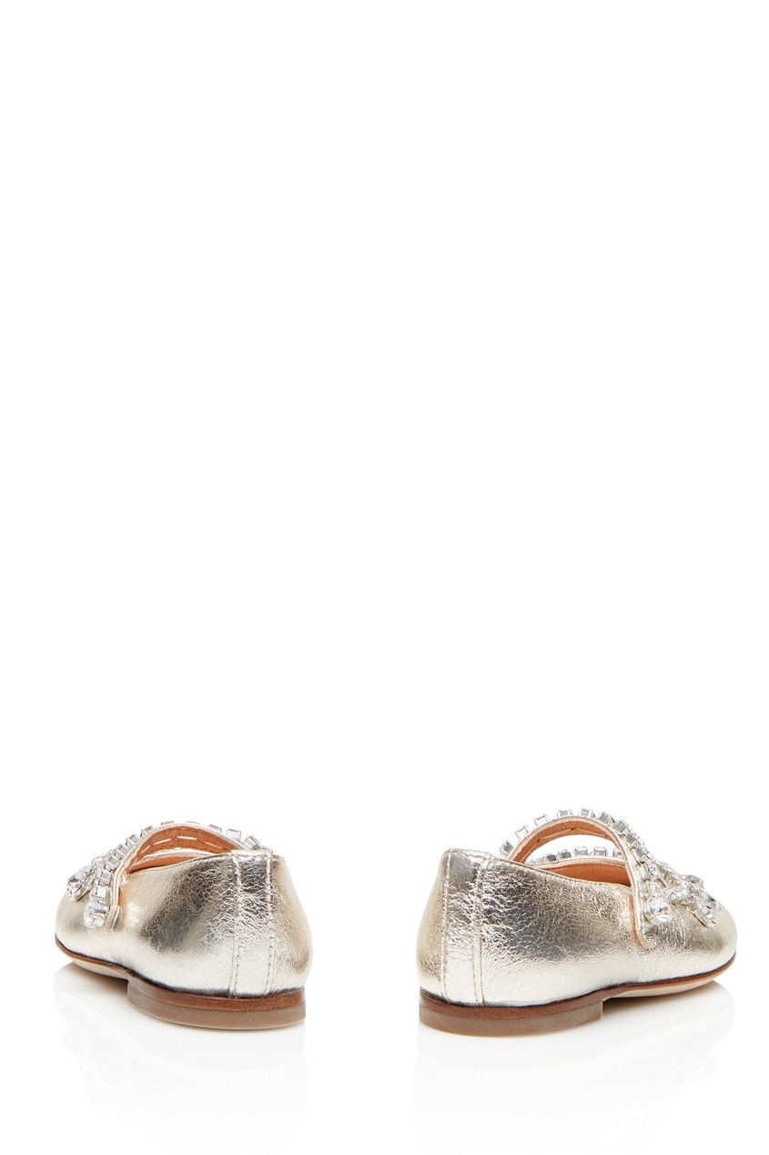 фото Детские золотистые балетки shine aquazzura kids