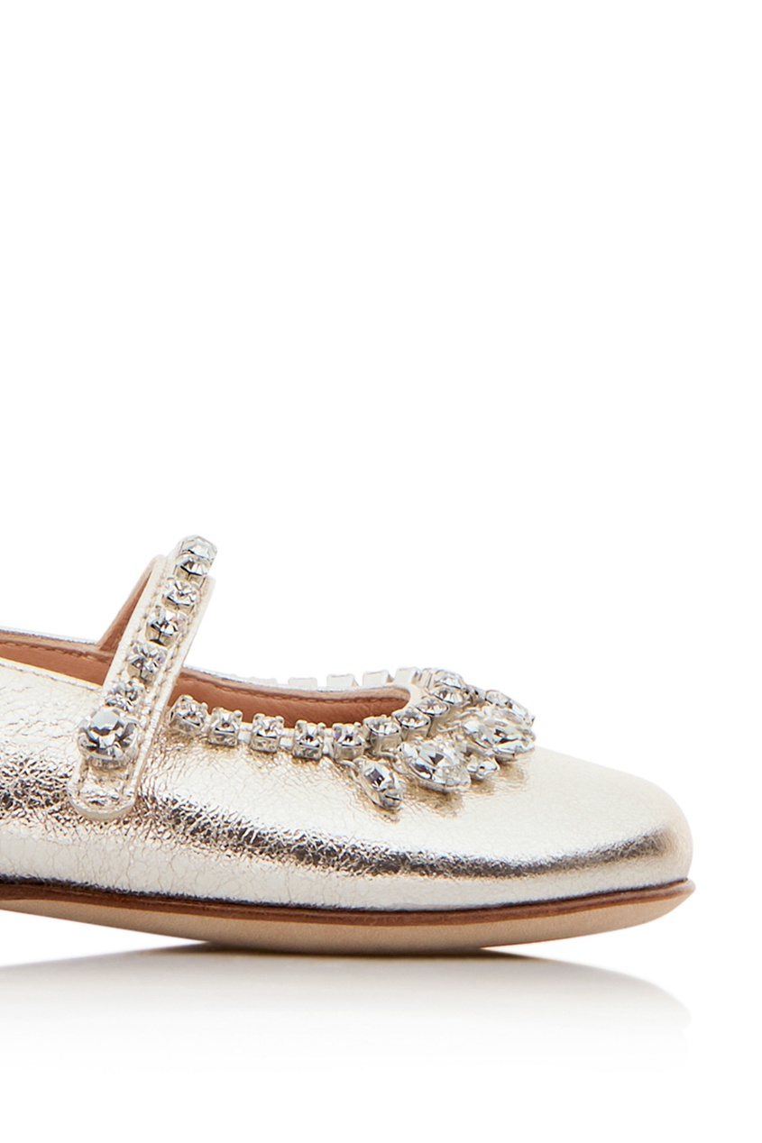 фото Детские золотистые балетки shine aquazzura kids