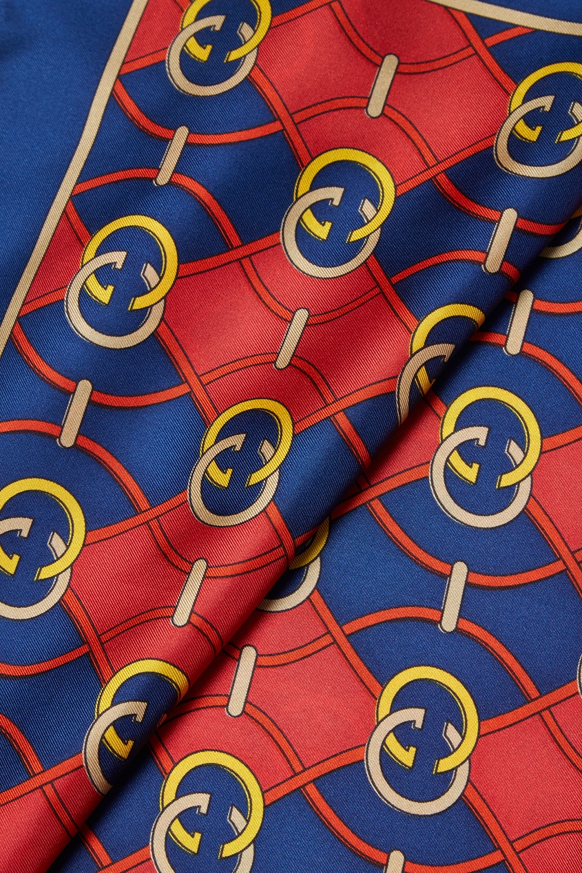 фото Красно-синий шелковый платок GG Gucci