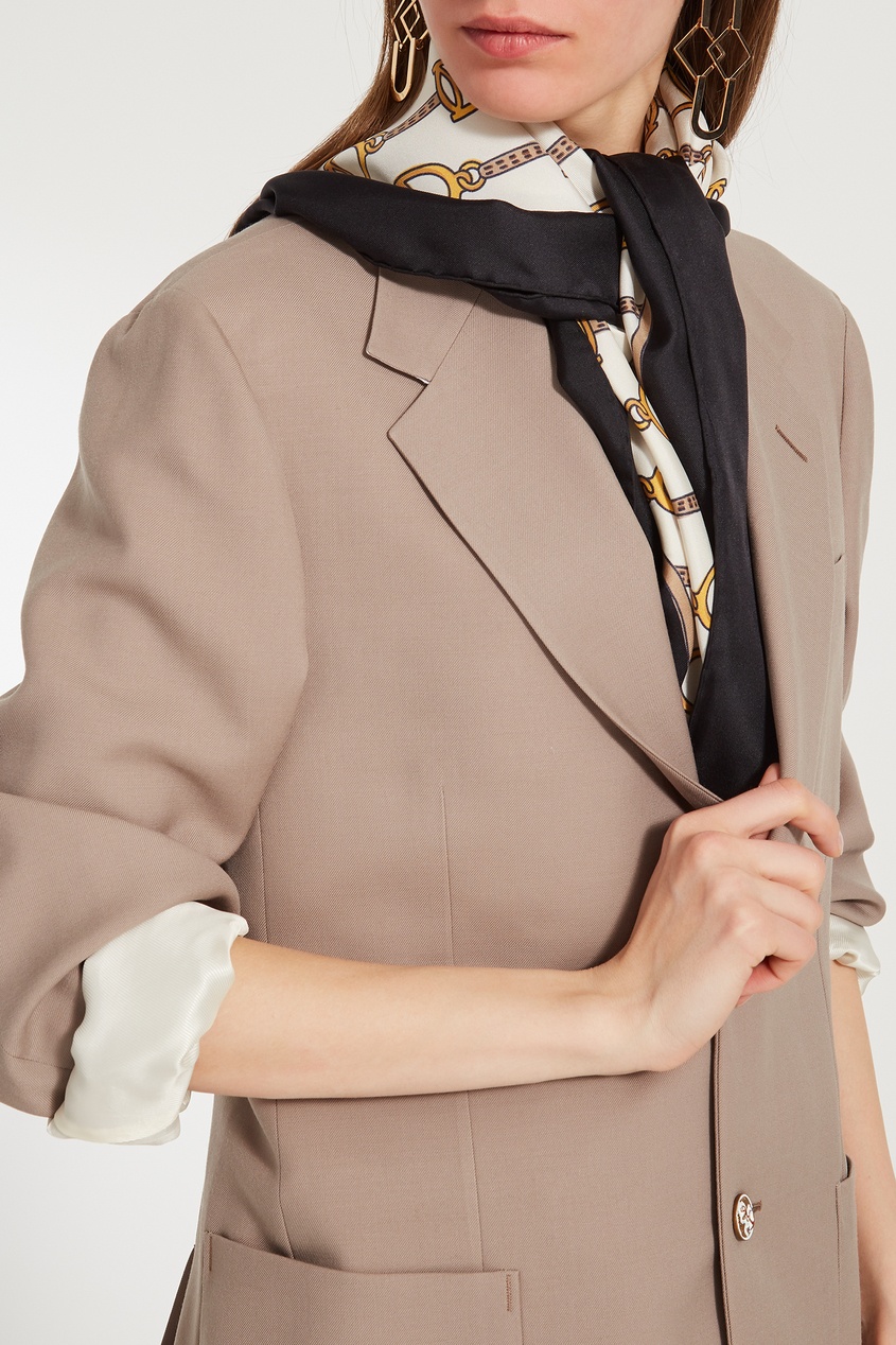 фото Черно-белый шелковый платок с принтом Gucci