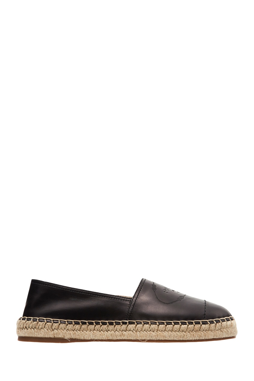 фото Черные кожаные эспадрильи с логотипом Prada