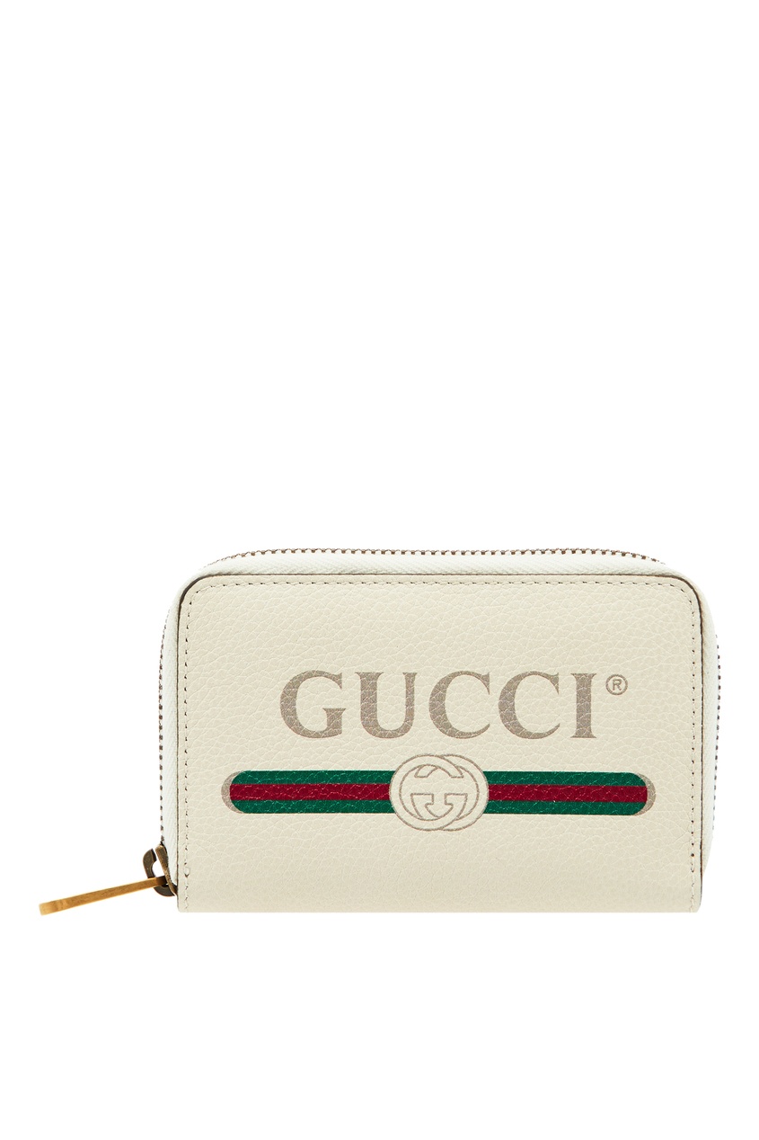 фото Белый кожаный кошелек с логотипом gucci