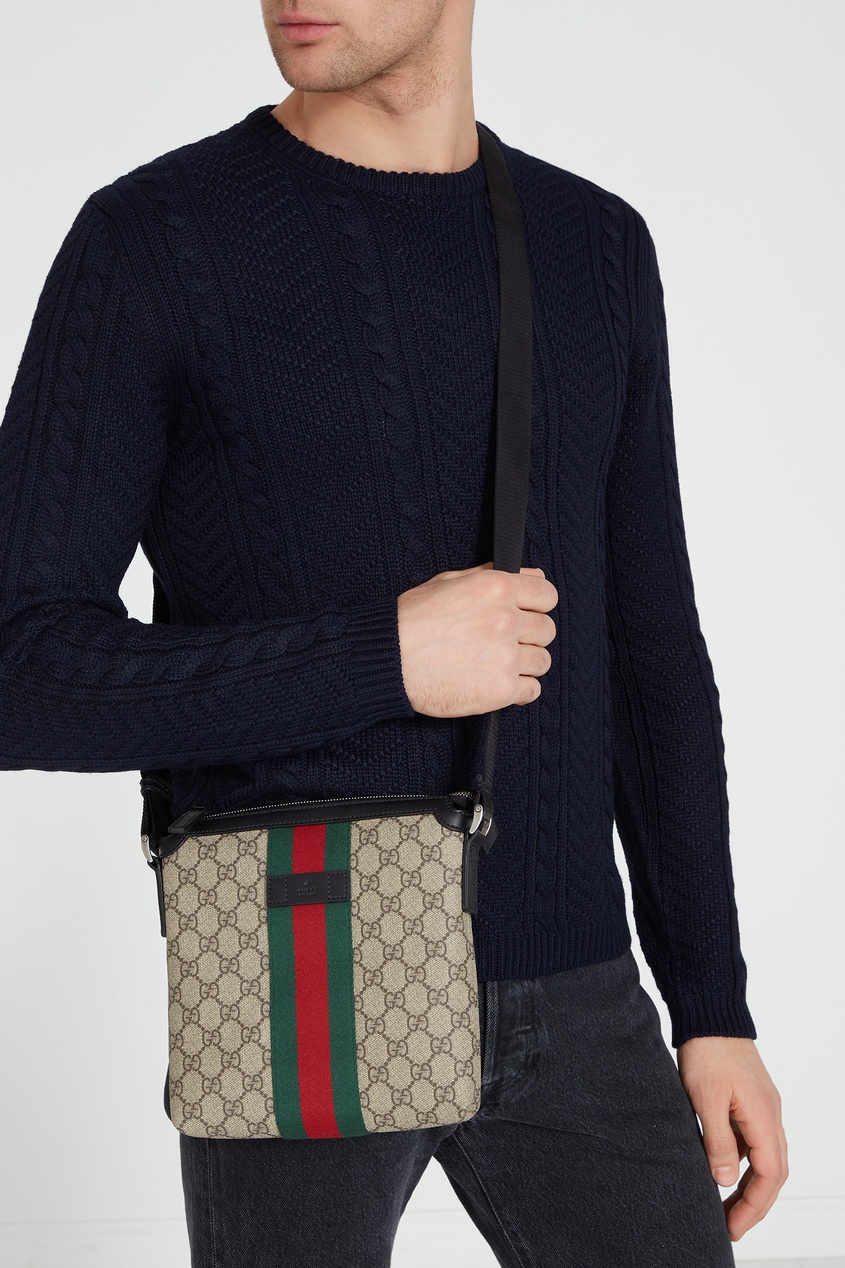 фото Бежевая сумка с отделкой Gucci man