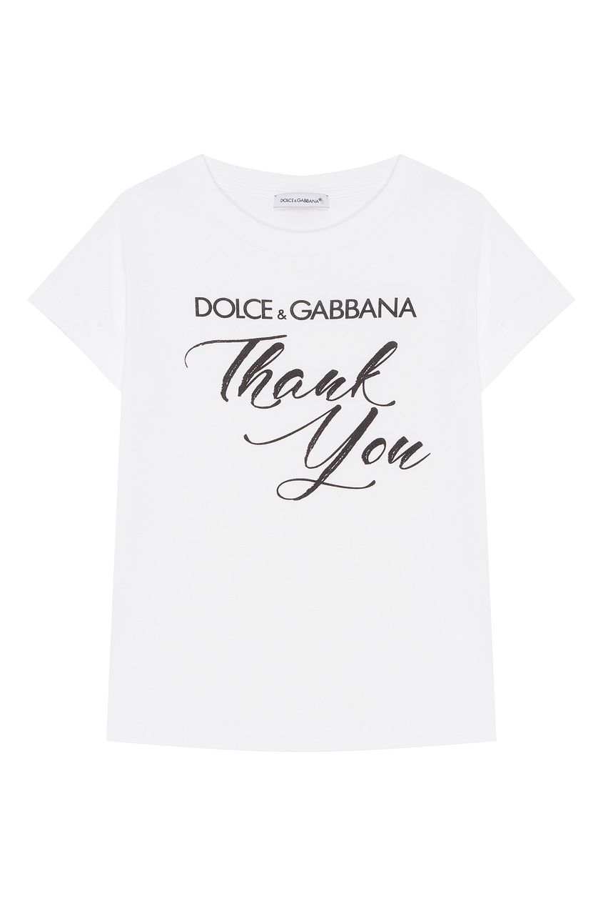 фото Белая футболка с надписью dolce&gabbana