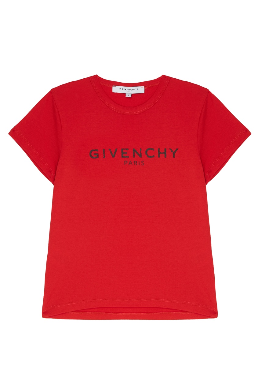 фото Красная хлопковая футболка с логотипом givenchy