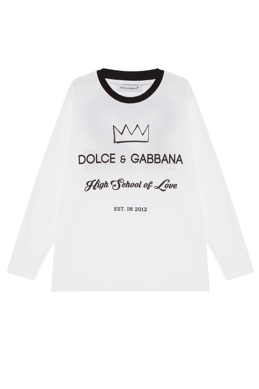 фото Хлопковый лонгслив с контрастным принтом dolce&gabbana