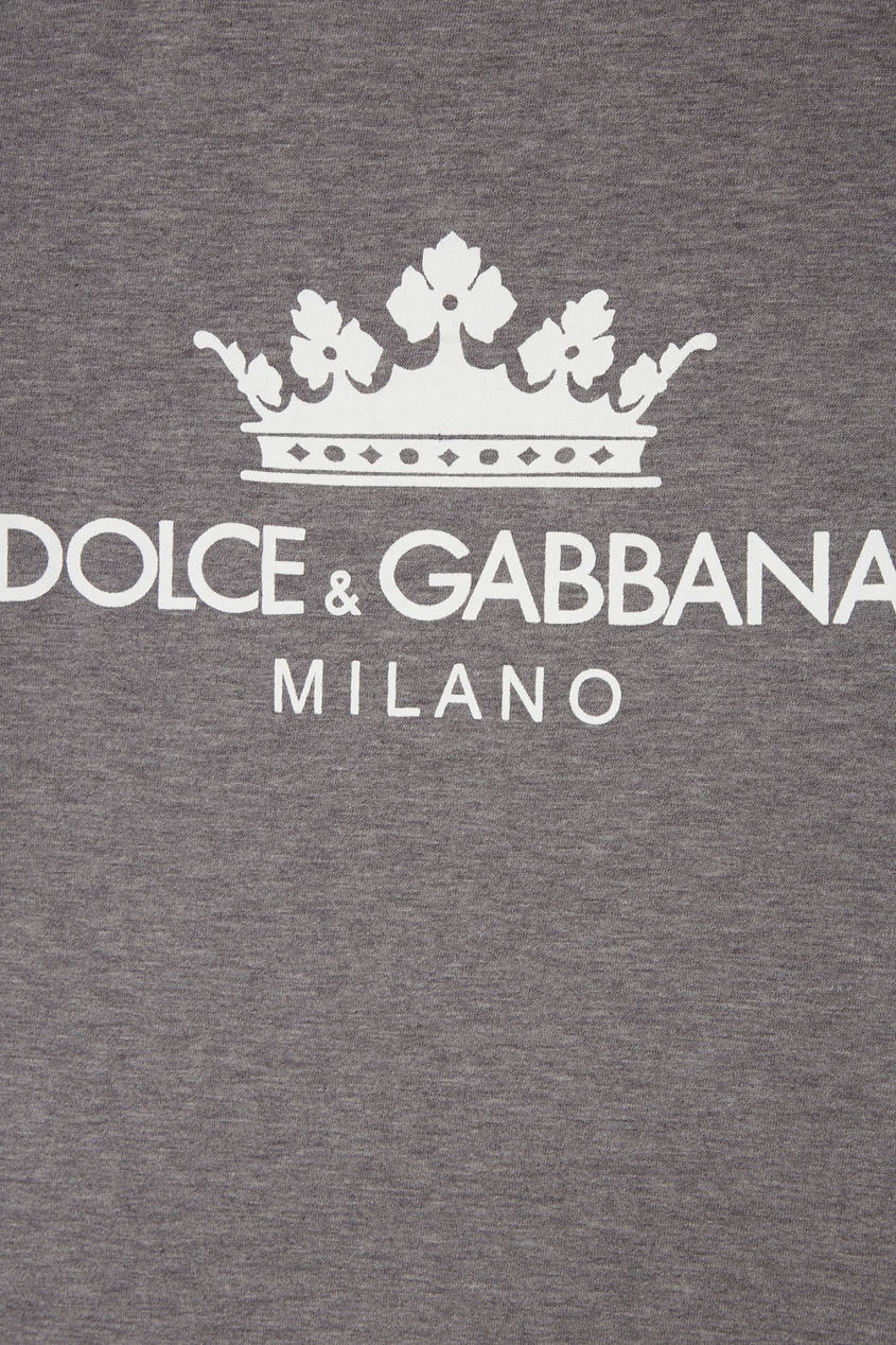 фото Серая футболка с контрастным принтом dolce&gabbana