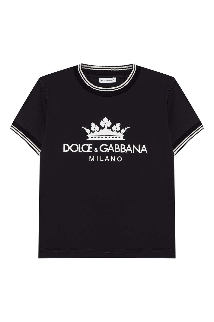 фото Синяя футболка с контрастной отделкой dolce&gabbana