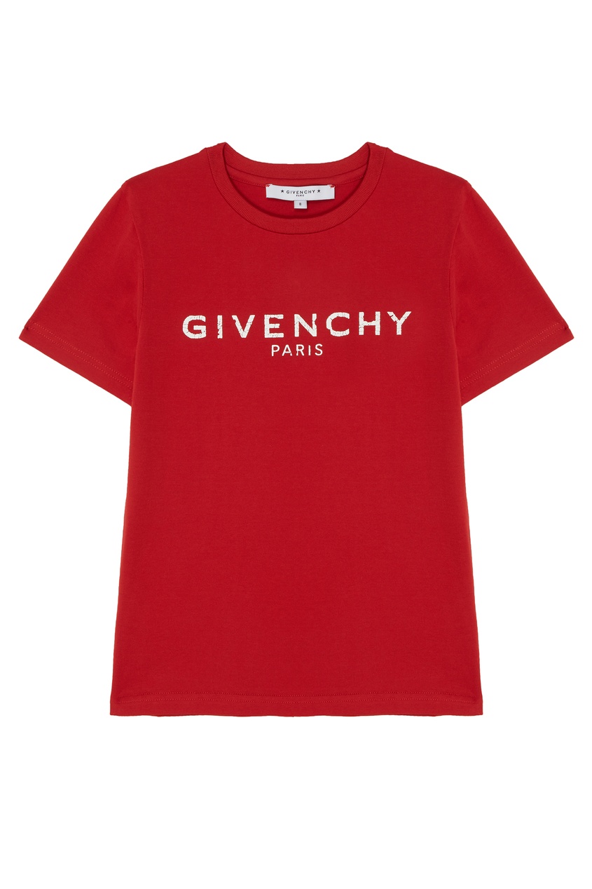 фото Красная хлопковая футболка с логотипом givenchy