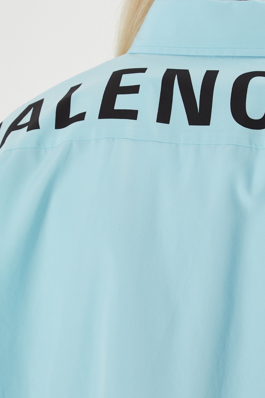 фото Светло-бирюзовая рубашка с логотипом balenciaga