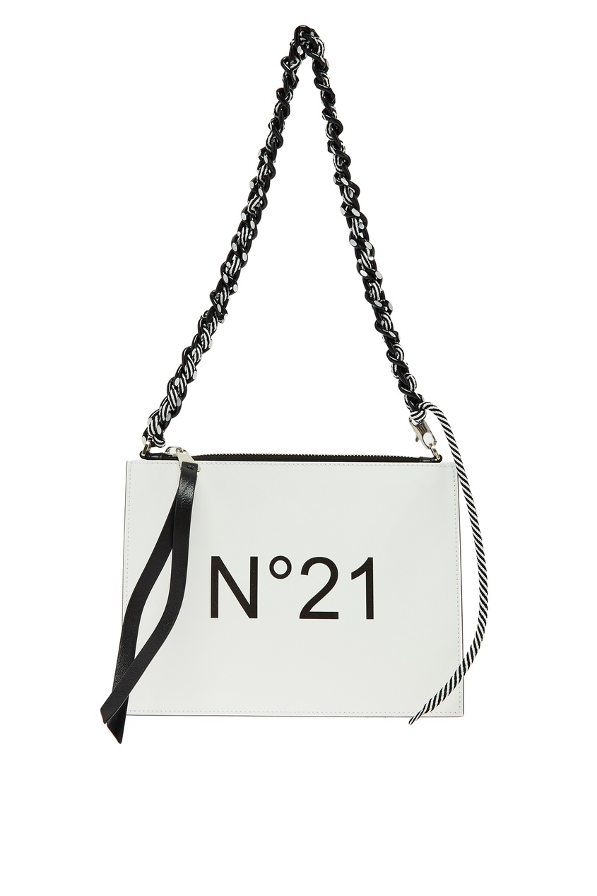 фото Белая сумка с черным логотипом no.21