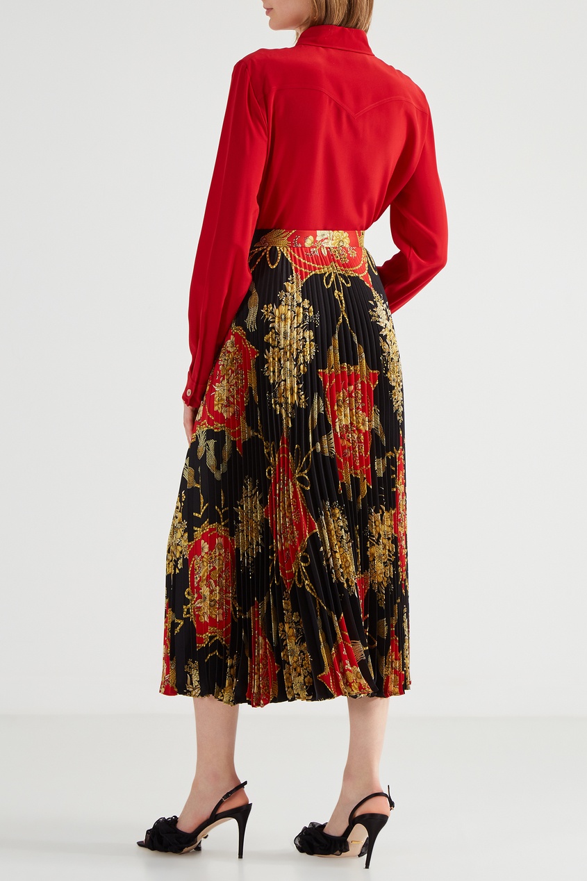 фото Плиссированная юбка с орнаментальным принтом Gucci