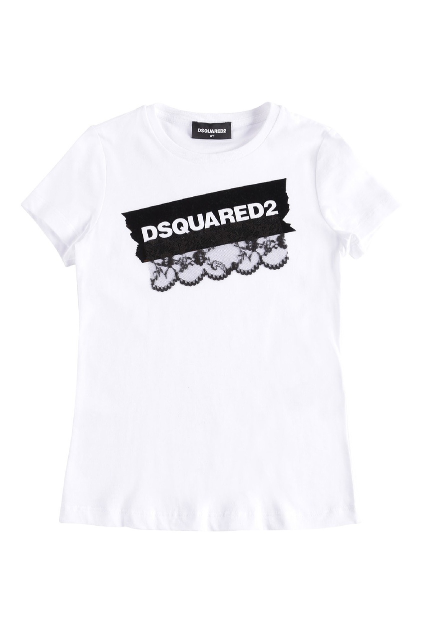 фото Белая футболка с логотипом dsquared 2 children