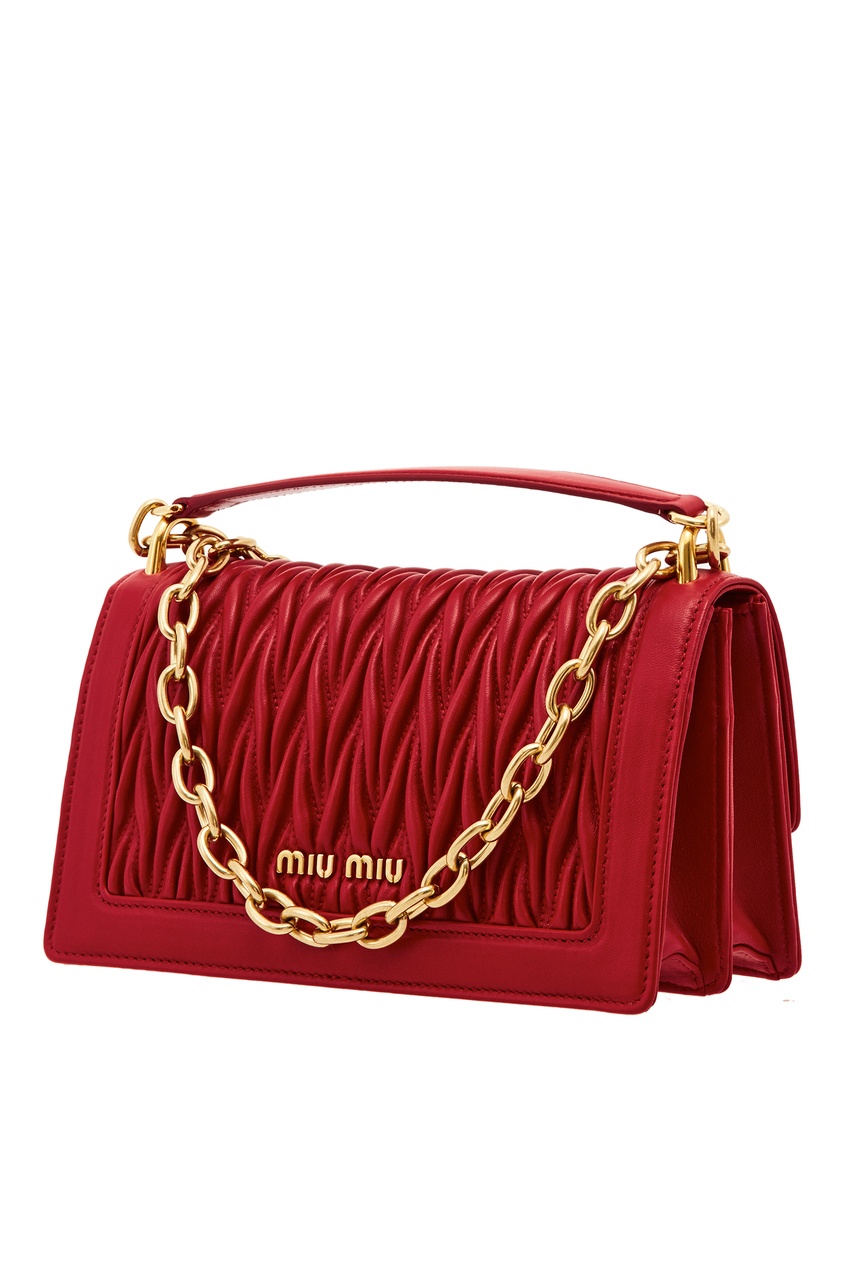 фото Красная стеганая сумка miu solitaire miu miu