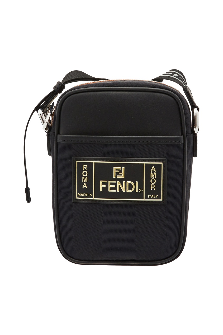 фото Черная сумка-мессенджер с логотипом Fendi