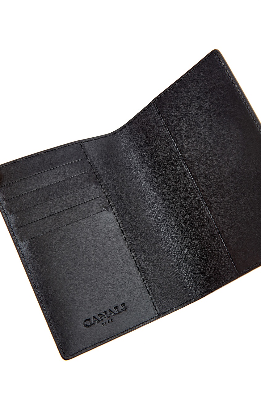 фото Черная обложка на паспорт из кожи Canali