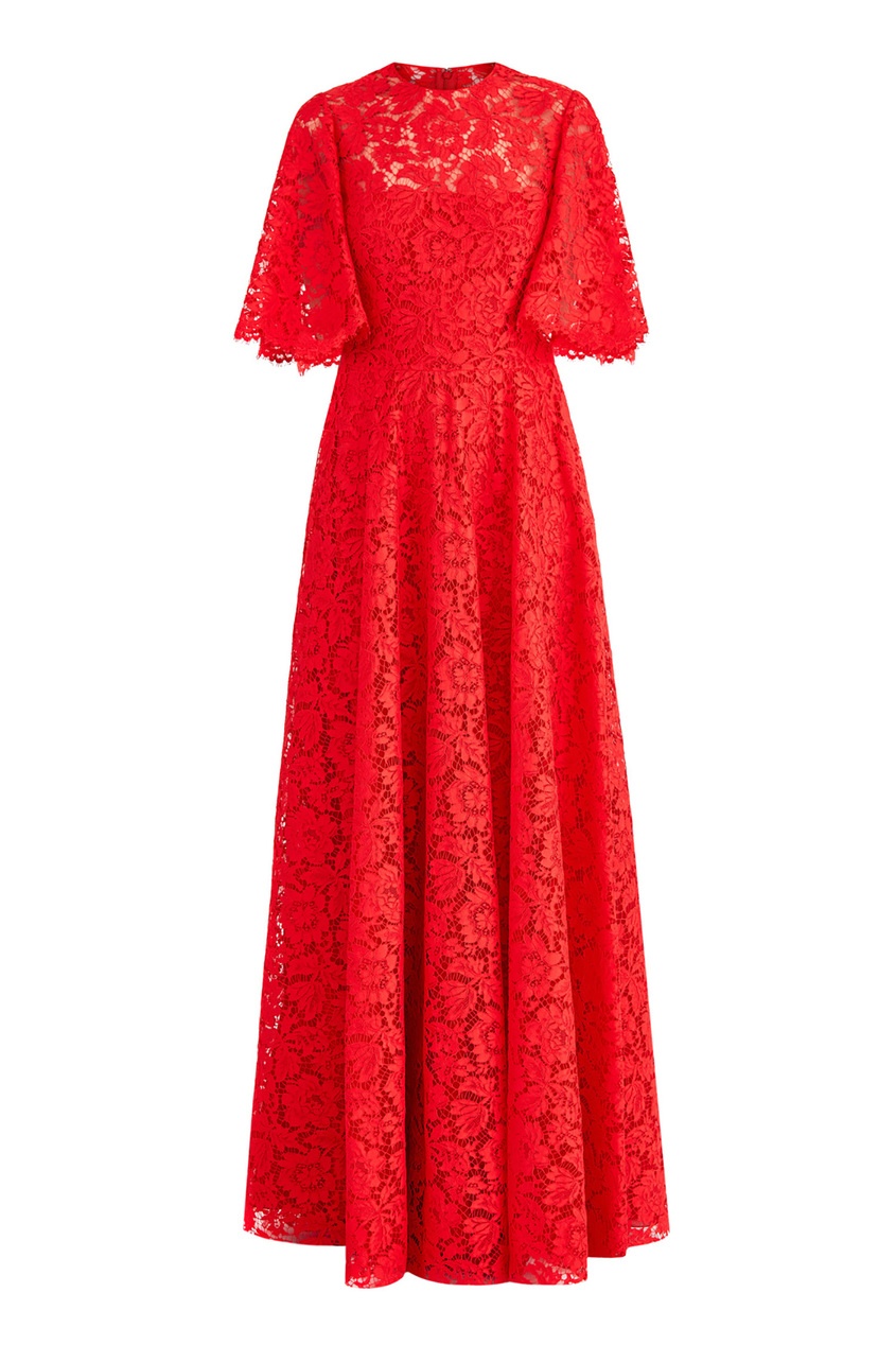 фото Красное кружевное платье Valentino