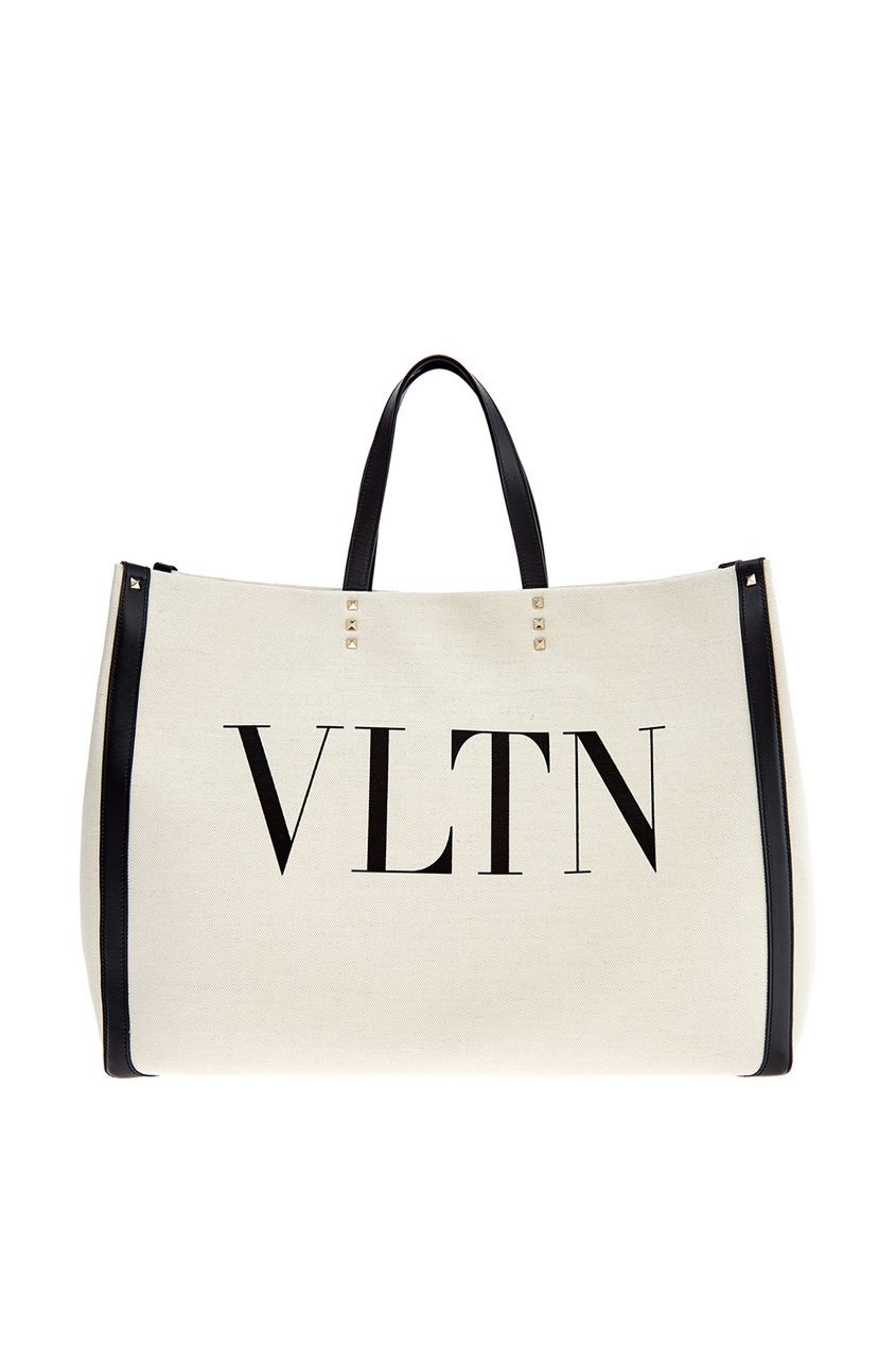 фото Бежевая сумка с логотипом vltn valentino