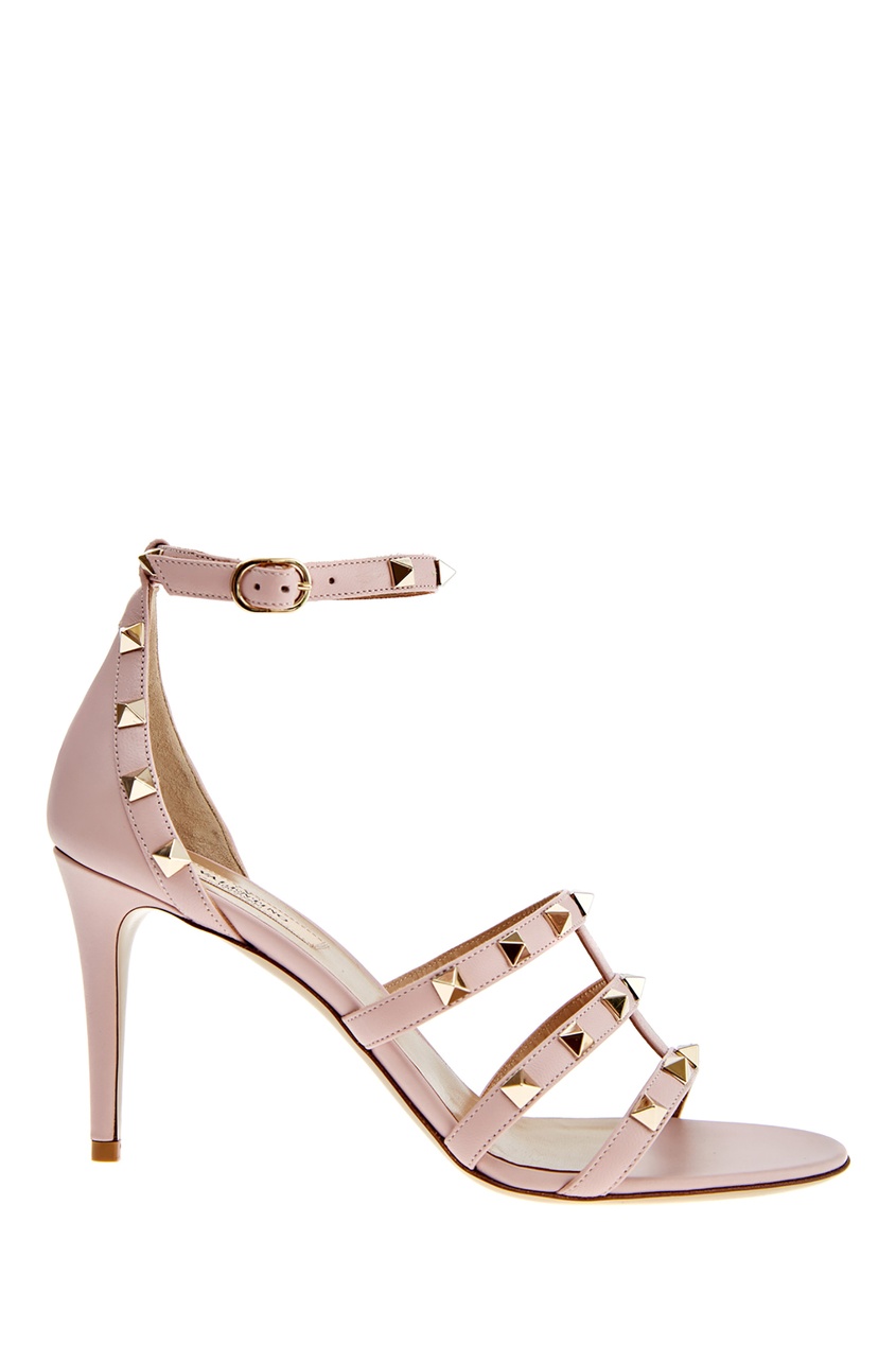 фото Розовые босоножки rockstud с шипами valentino