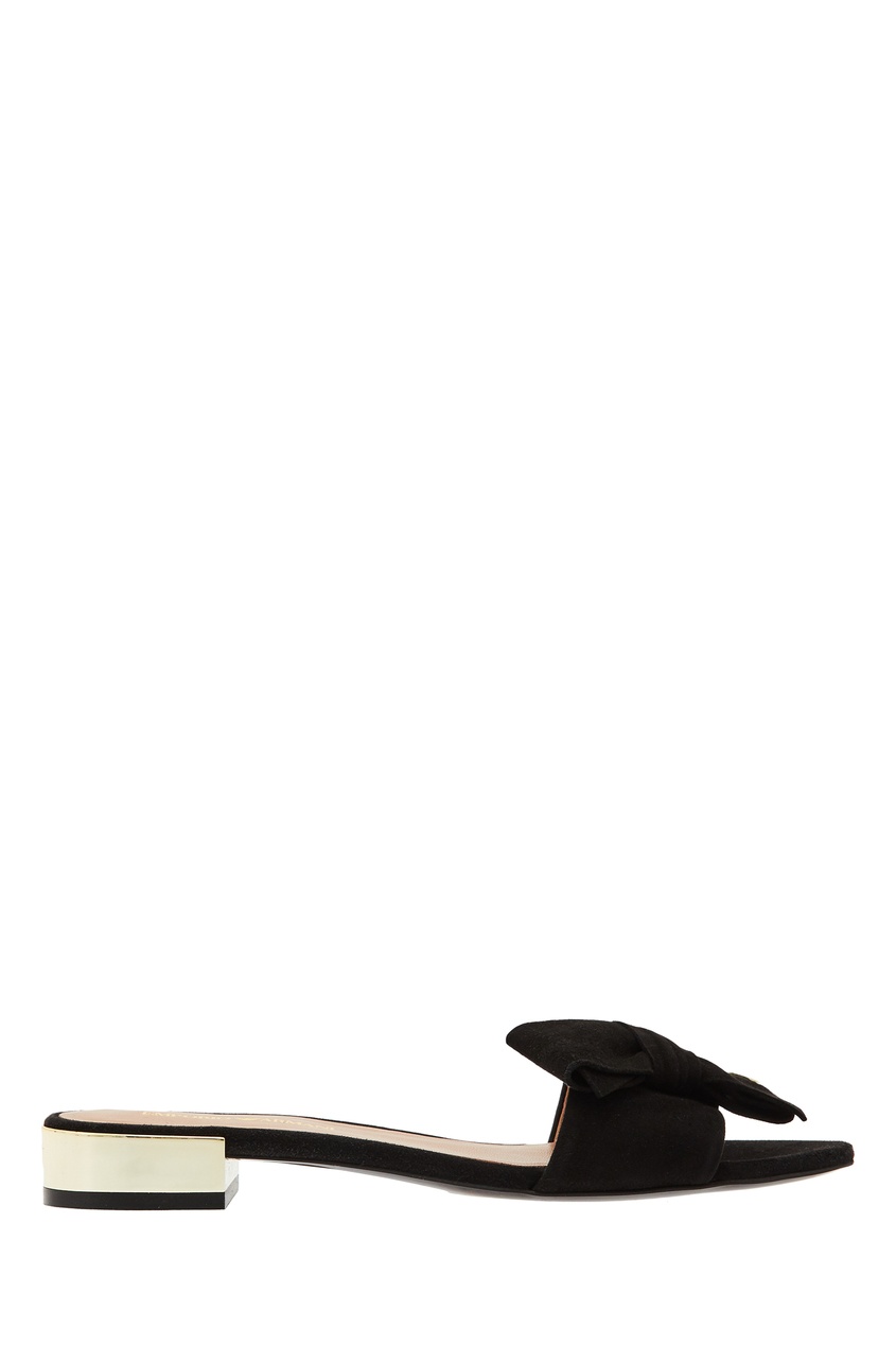 Черные пантолеты с золотистым каблуком