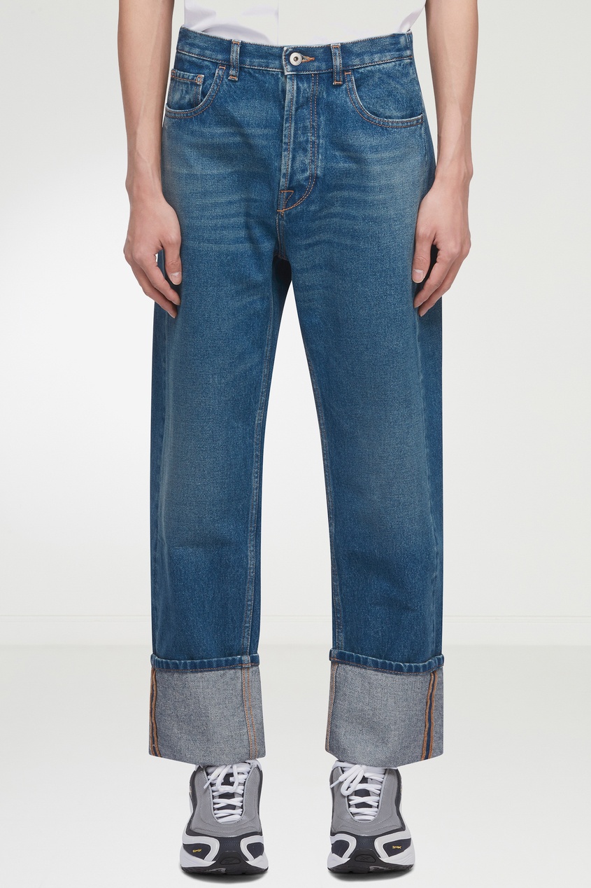 Синие джинсы с подворотами от Valentino