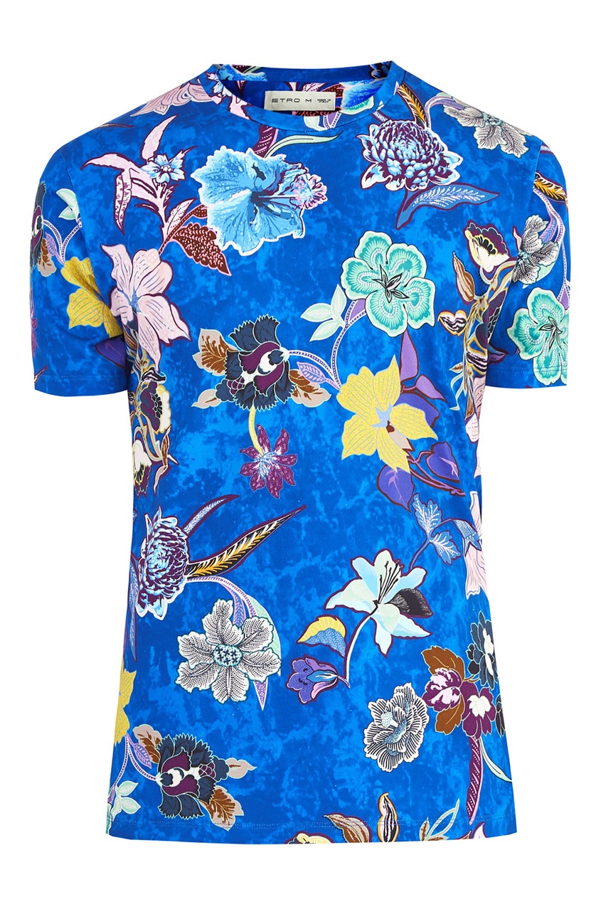 

Синяя футболка с принтом, Синий