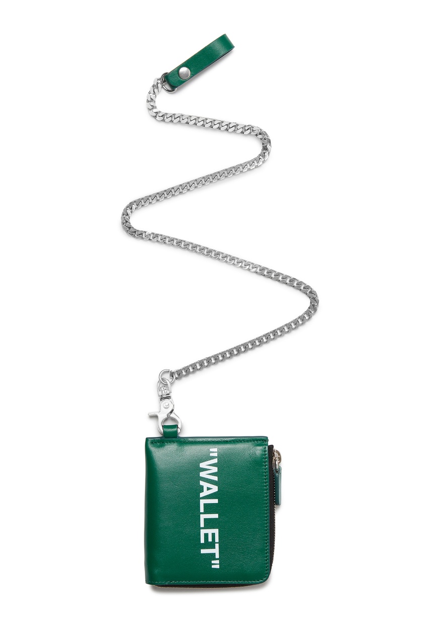 фото Зеленый кошелек с цепочкой Off-white