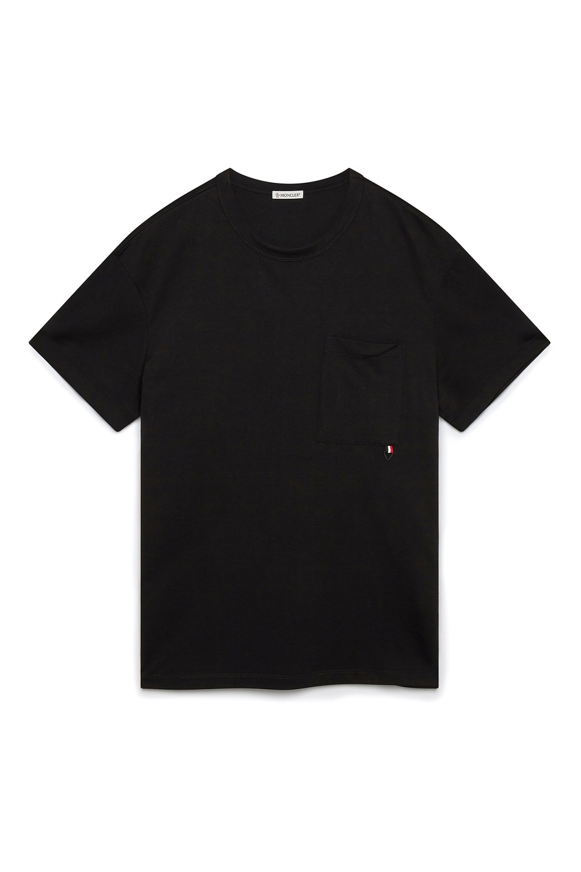 Черная футболка с карманом от Moncler