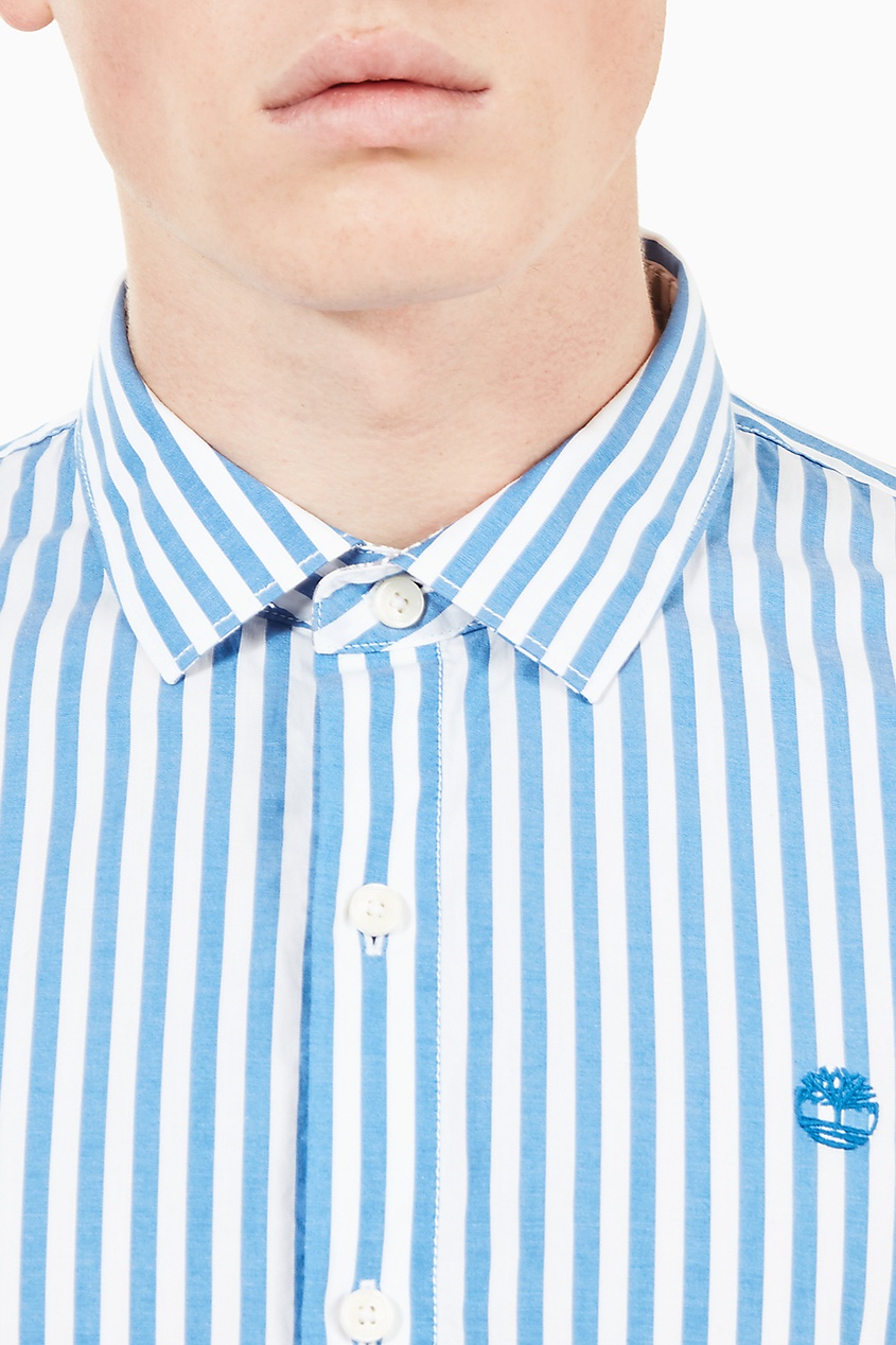 фото Рубашка в бело-голубую полоску timberland